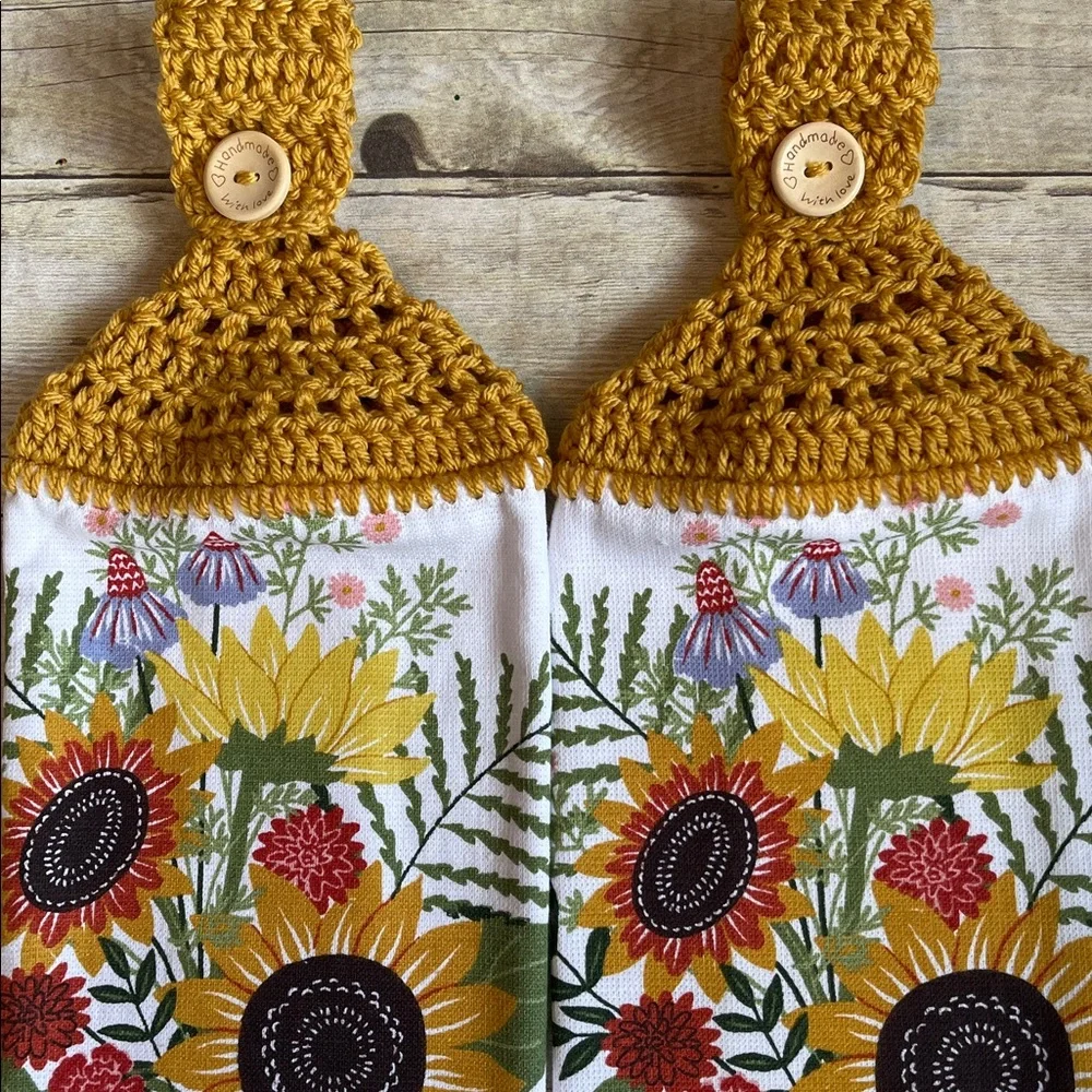 Sunflower Hanging HandTowels Set of 2 Dark Yellow Top Cultivate Kindness
